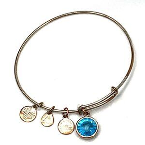 Alex and Ani December Blue Zircon Charm Bracelet Silver - Expands 2"- 3.5"